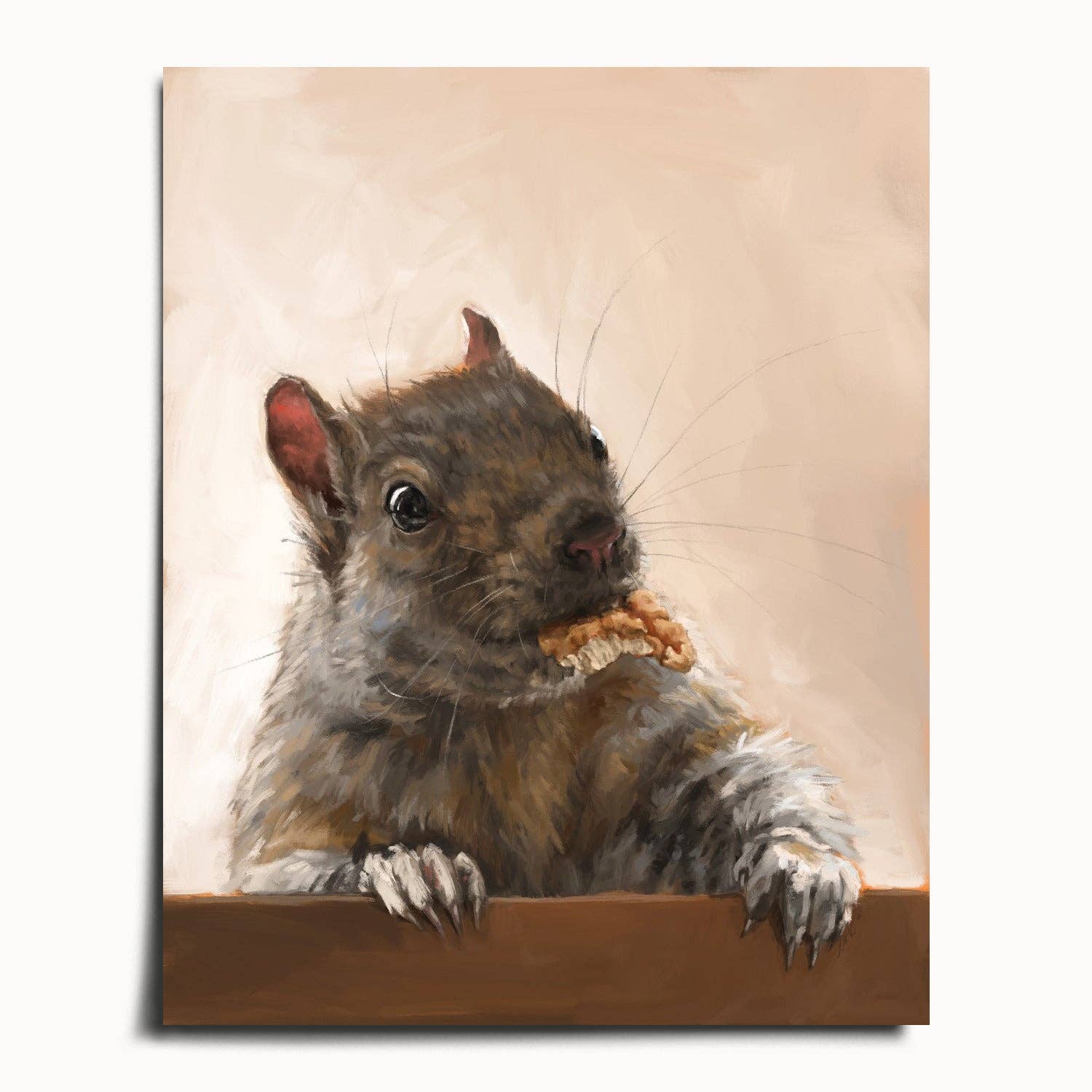 The Ugly Cat Studio - Wholesale Art Print - Grey Squirrel with a Walnut Fine Art Print4