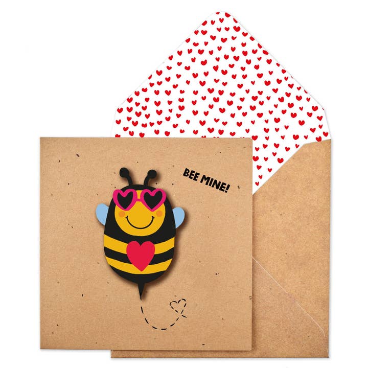 Bee Mine, Anniversary Handmade Greeting Card for wholesale by Tache