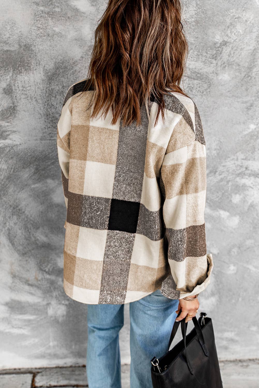 Lovesoft - Wholesale Shirt Jacket/Shacket - Women's - Casual Plaid Block Buttoned Long Sleeve Jacket With Pocket2