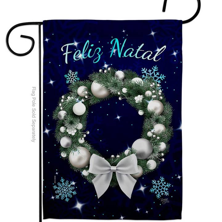 Two Group Flag Co - Wholesale Flag - Flag Vela Feliz Navidad Christmas Winter Wonderland Wreath