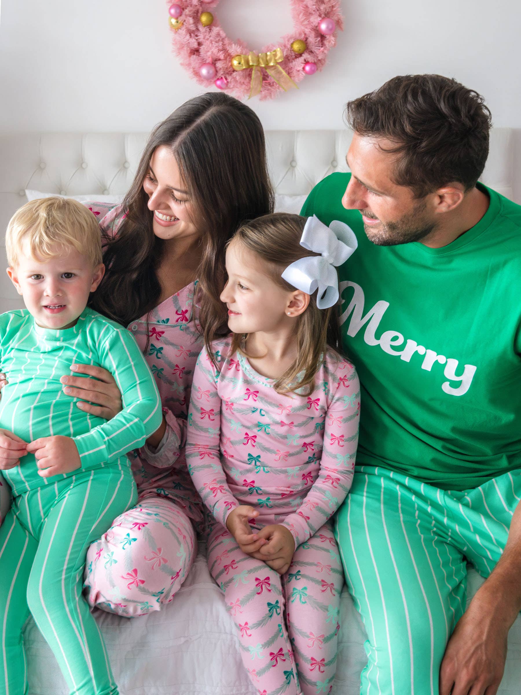 SoftSnooze™ Toddler Girls Cotton Modal Sparkle Pink Tinsel Tidings Ruffle Long Sleeve Pajama Set with Signature Rear Ruffles for wholesale on Faire3