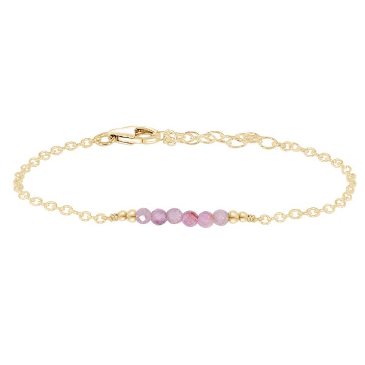 Sparkling Purple Kunzite Gemstone Faceted Bead Bar Bracelet for wholesale by Luna Tide