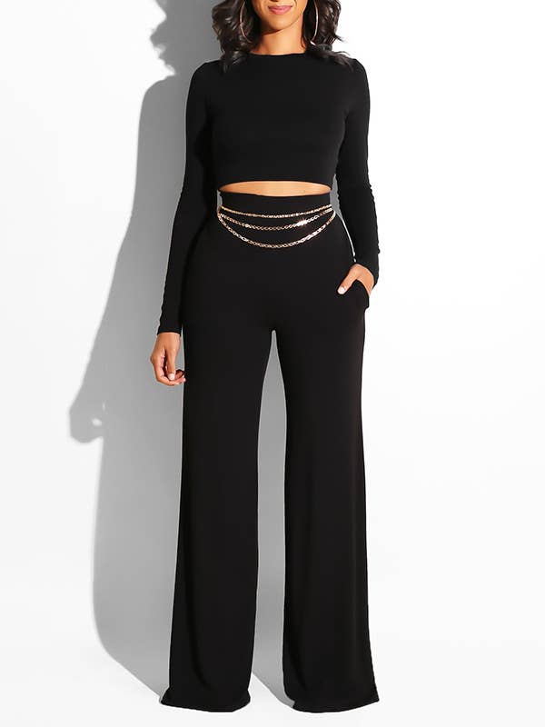 NERO Set casual a due pezzi: maglia a maniche lunghe bianca e nera + pantaloni in vendita all'ingrosso su Faire3