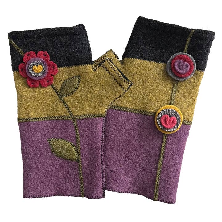 Guanti Senza Dita con Fiore Nero per la vendita all'ingrosso da parte di Woolflower