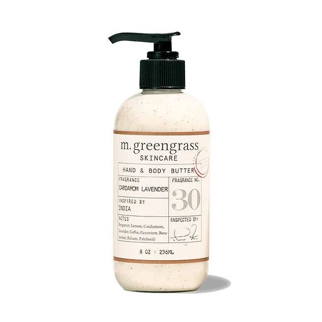 Cardamome Lavande 8 oz beurre corporel main+ pour la vente par m greengrass