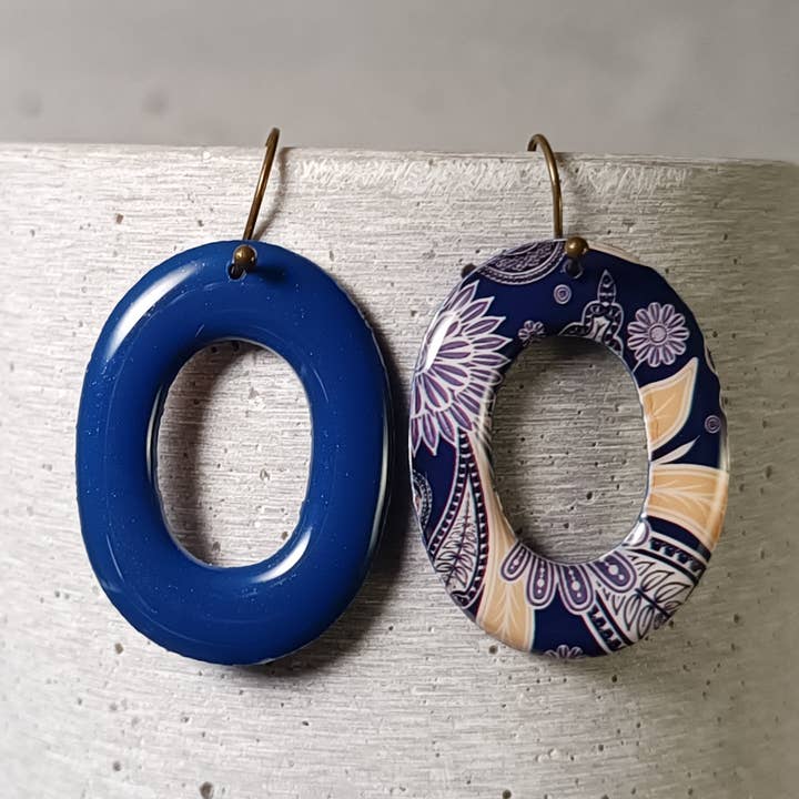 Montsoreau reversible earrings — m. floral 1239 for wholesale by une Hirondelle sous le Tilleul