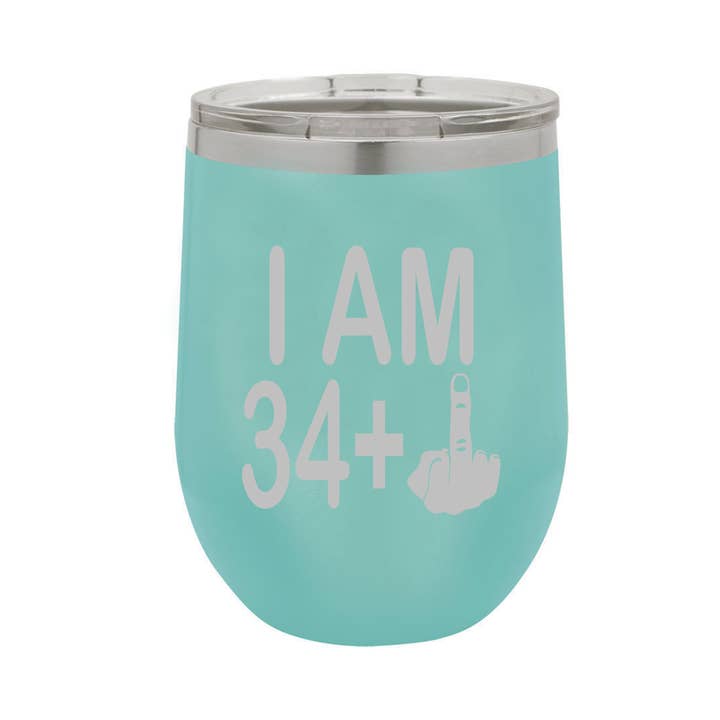 Calm Down Caren - Wholesale Insulated Mug/Tumbler - I am 34 + Middle Finger Polar Wine Tumbler - 35th Birthday