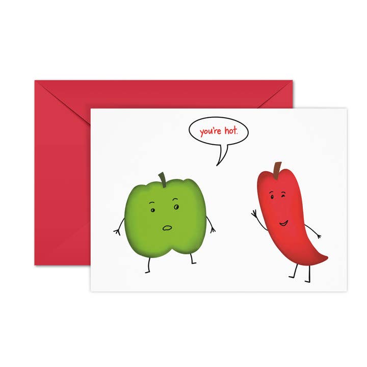 Funny Hot Pepper Valentine Card | A2 for wholesale by Queen Fayzel