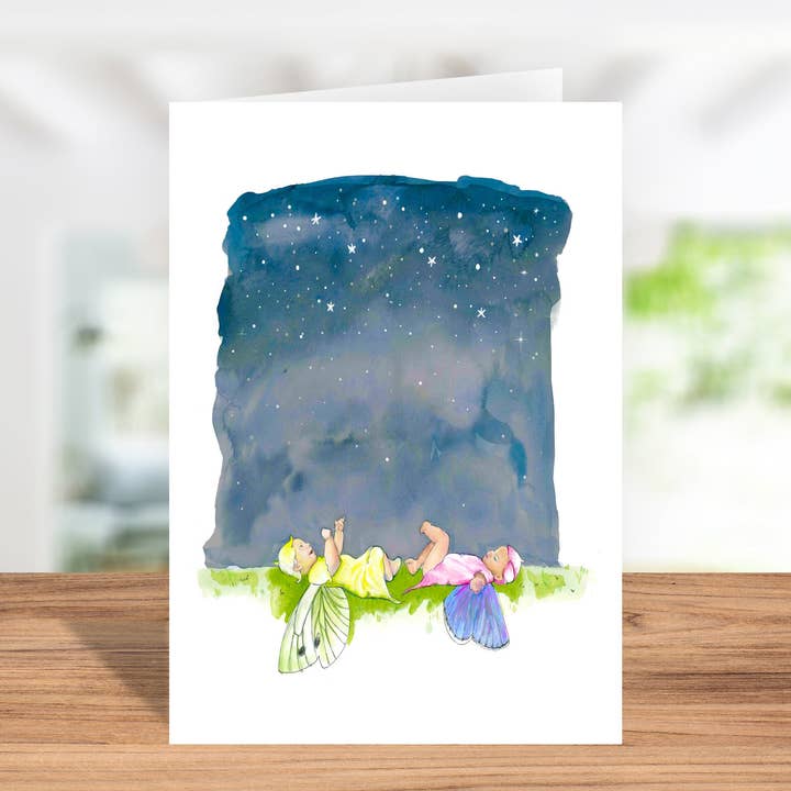 Fairies In The Night Sky Card, Greetings Card for wholesale by Sarah Gregory Designs