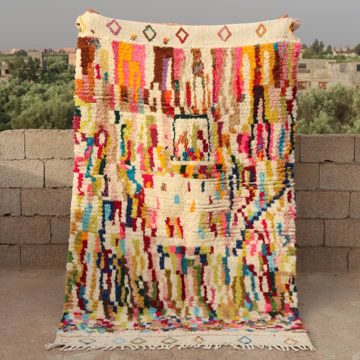 Marockansk handgjord matta med flerfärgad abstrakt design för wholesale av MUSMUSRUGS