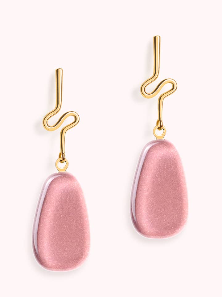 Punta Earring Rose Quartz – 18K Gold Plated for wholesale by Garda