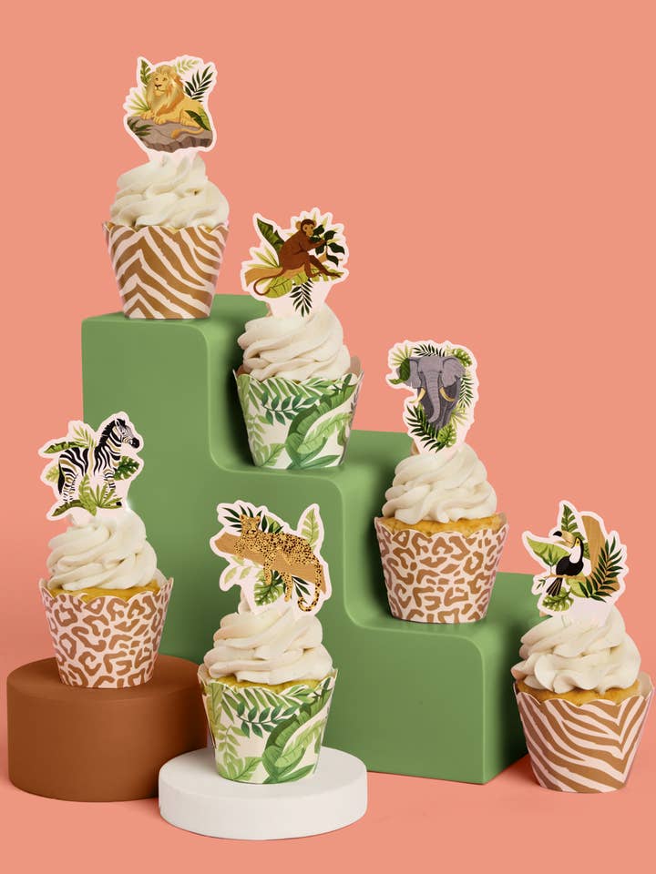 Safari Cupcake Toppers | jungle, wild one, baby shower for wholesale by Petit Fetti