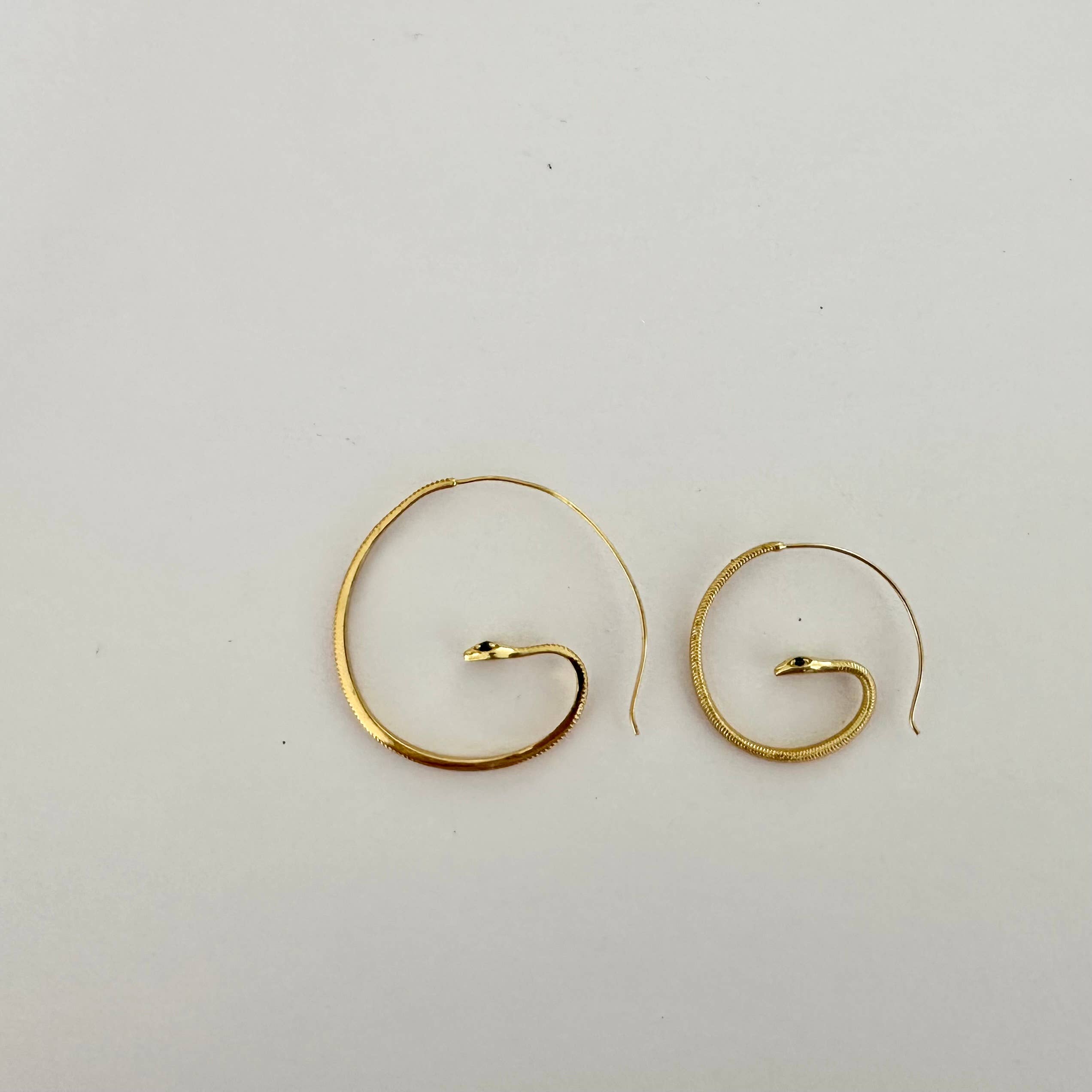 Anokhi Green | Handmade Gemstone Jewelry - Wholesale Hoop Earrings - Black Zircon Earrings | Snake Hoops | Transformation Gold4
