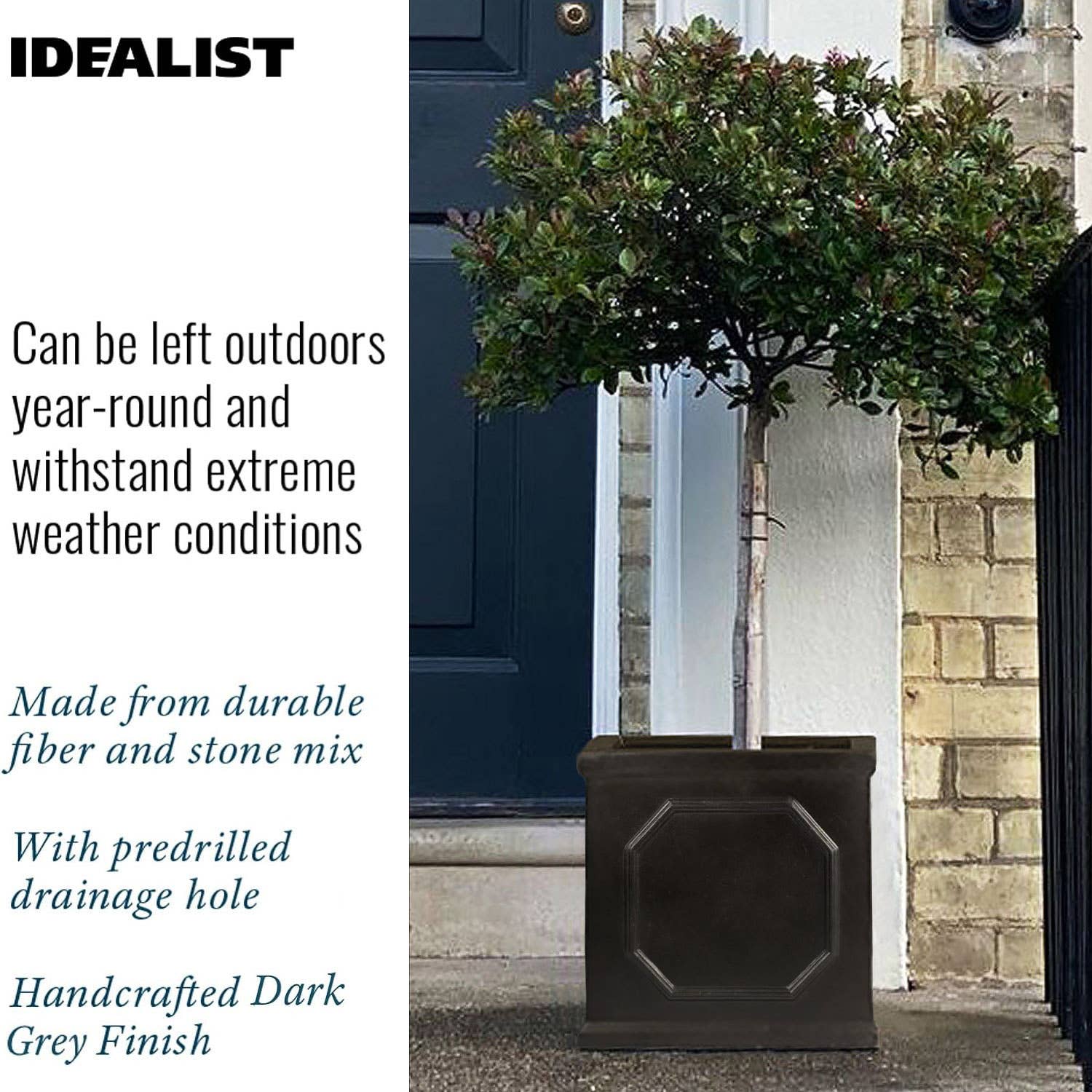 Idealist Lite Fibrestone Planters – wholesale Planter box – IDEALIST Faux Lead Chelsea Box Square Light Stone Planter14