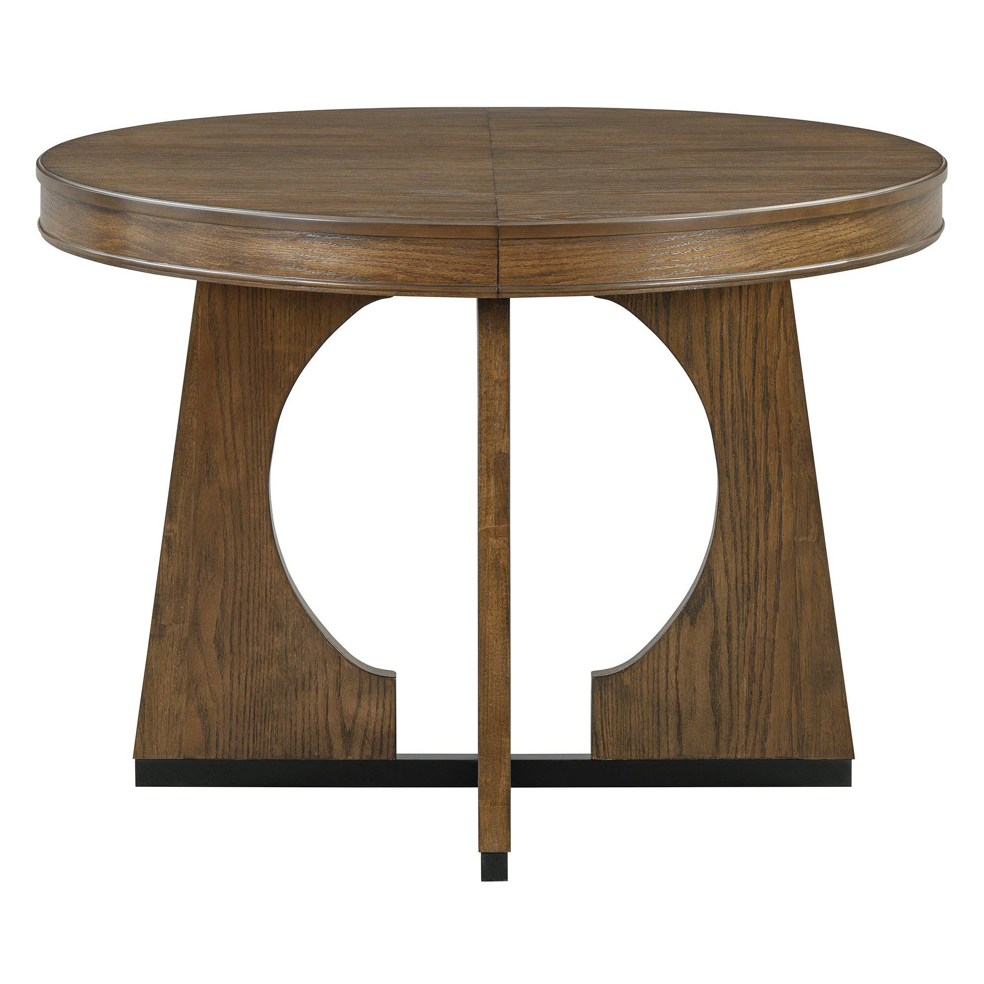 39F Inc. - Vente Salon de terrasse - Ensemble de salle à manger extensible rond en noyer de 5 pièces pour 4 personnes52