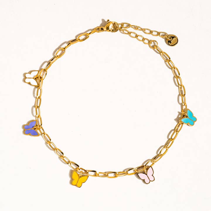 Multi-farvet Villa 18K Guld Ikke-plettet Flerfarvet Sommerfugleankler for engroshandel på Faire0