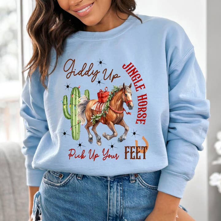 Giddy Up Jingle Horse - Sweatshirt & Hoodie for wholesale by LA Shirt Company