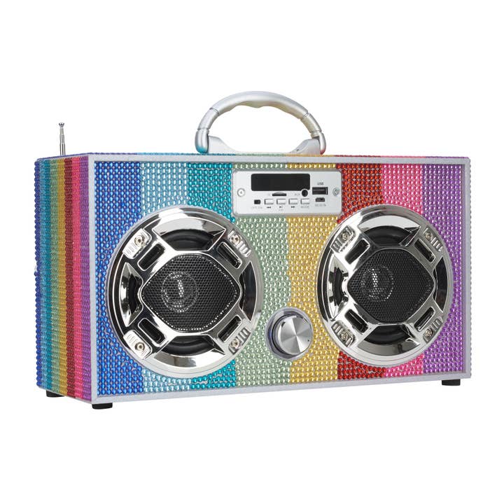 Trend Tech Brands - Wholesale Speakers - Rainbow Bling Wireless Boom Box with FM Radio2