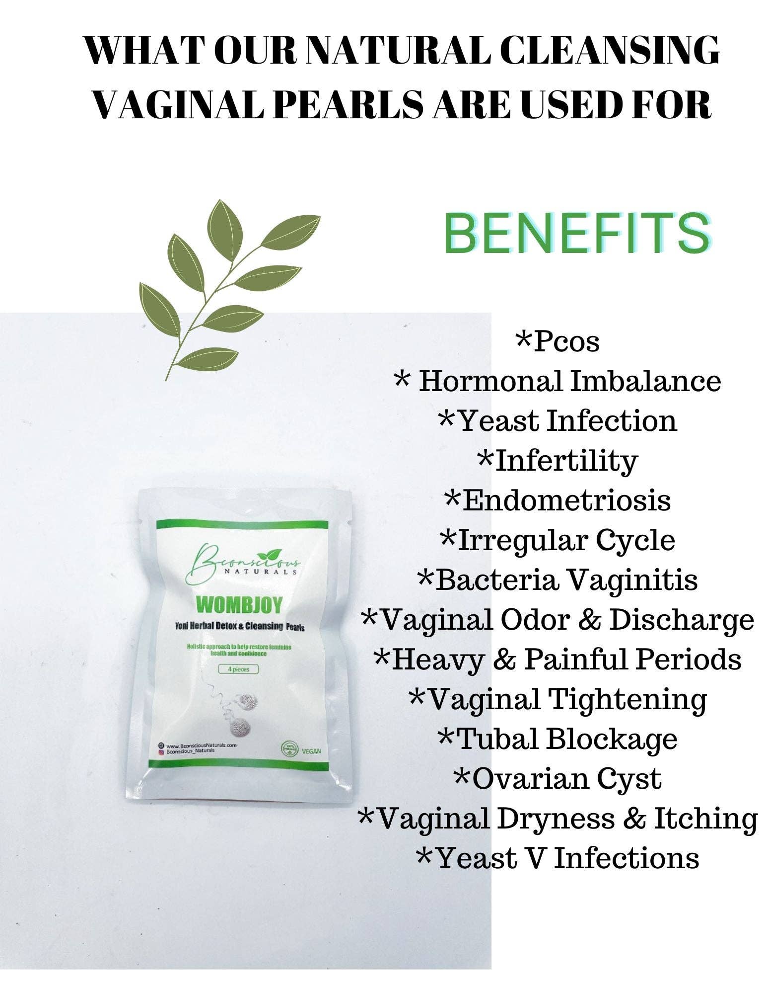 bconsciousnaturals – wholesale Intimrengöring/wipes – Bconscious Naturals™ Womb Joy (4 st) Yoni Cleanse Pearl Naturlig Yoni Detox för kvinnlig hälsa, föryngring och PCOS-stöd1