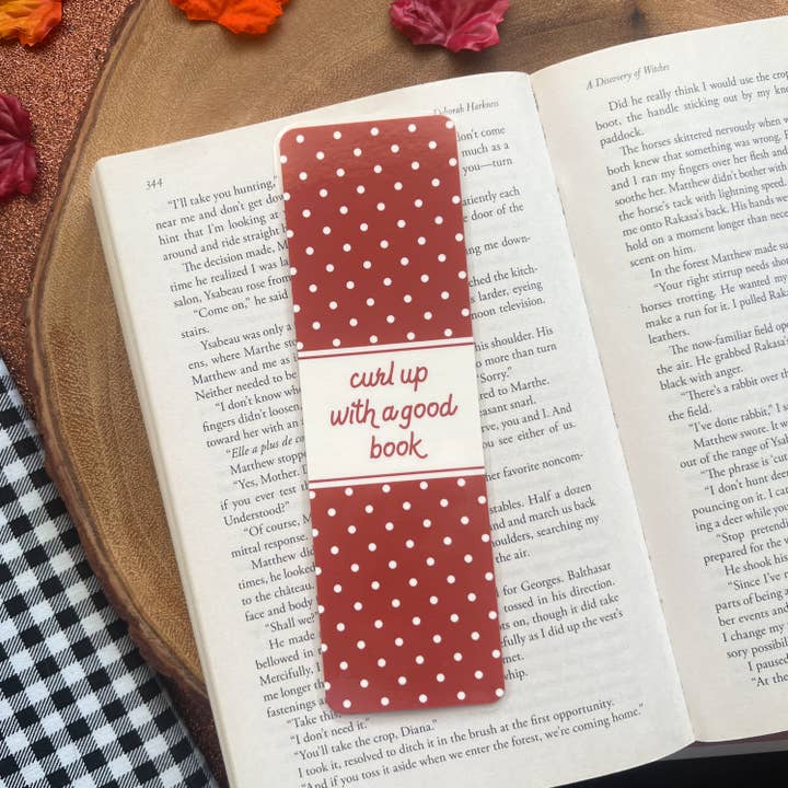 Curl Up Polka Dot Bookmark for wholesale by Cozy Reads Shop