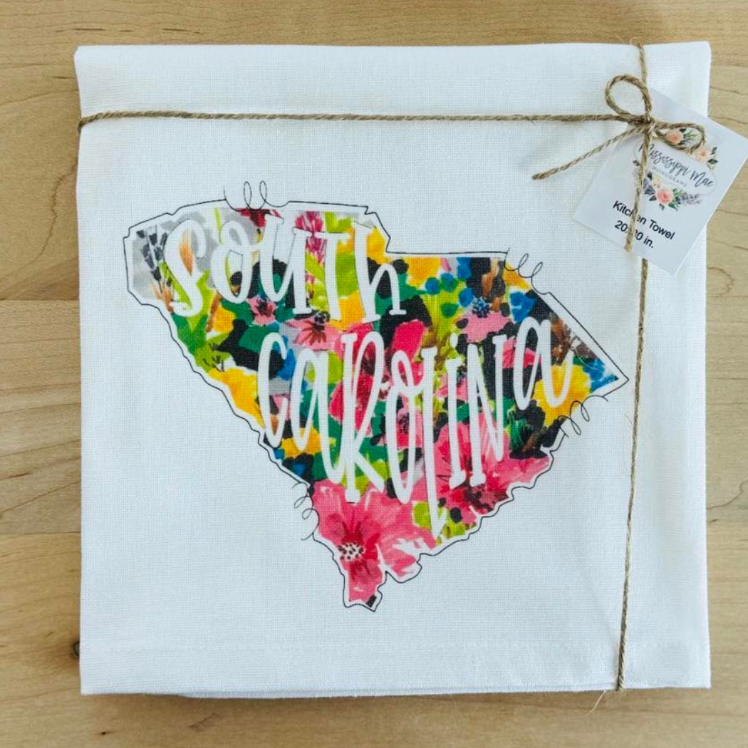 Mississippi Mae Monograms - Wholesale Tea Towel - Floral South Carolina Kitchen Towel1
