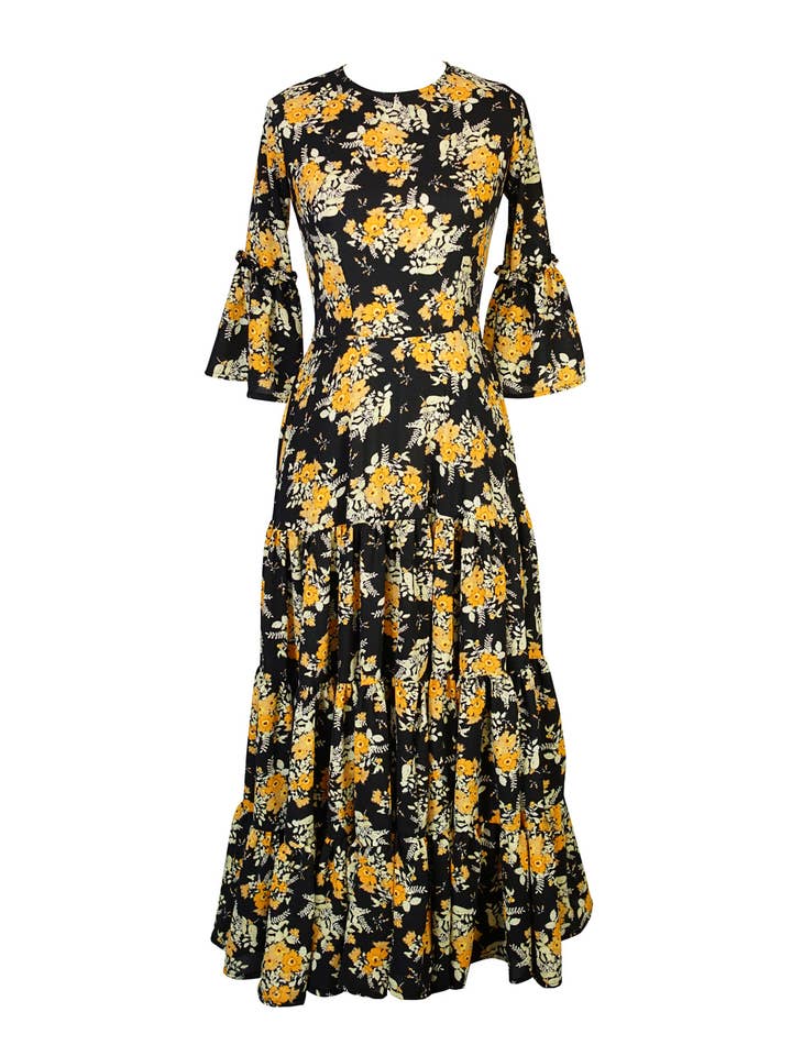 Jennafer Grace - Wholesale Dress - Women's - Petite Marigold Blossom 3-Tier Ruffle Dress5