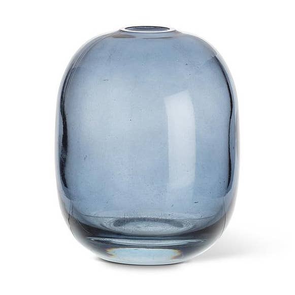 Vase à bourgeon en forme de tonneau de taille moyenne, bleu foncé, 4,5 pouces de haut pour la vente par Abbott