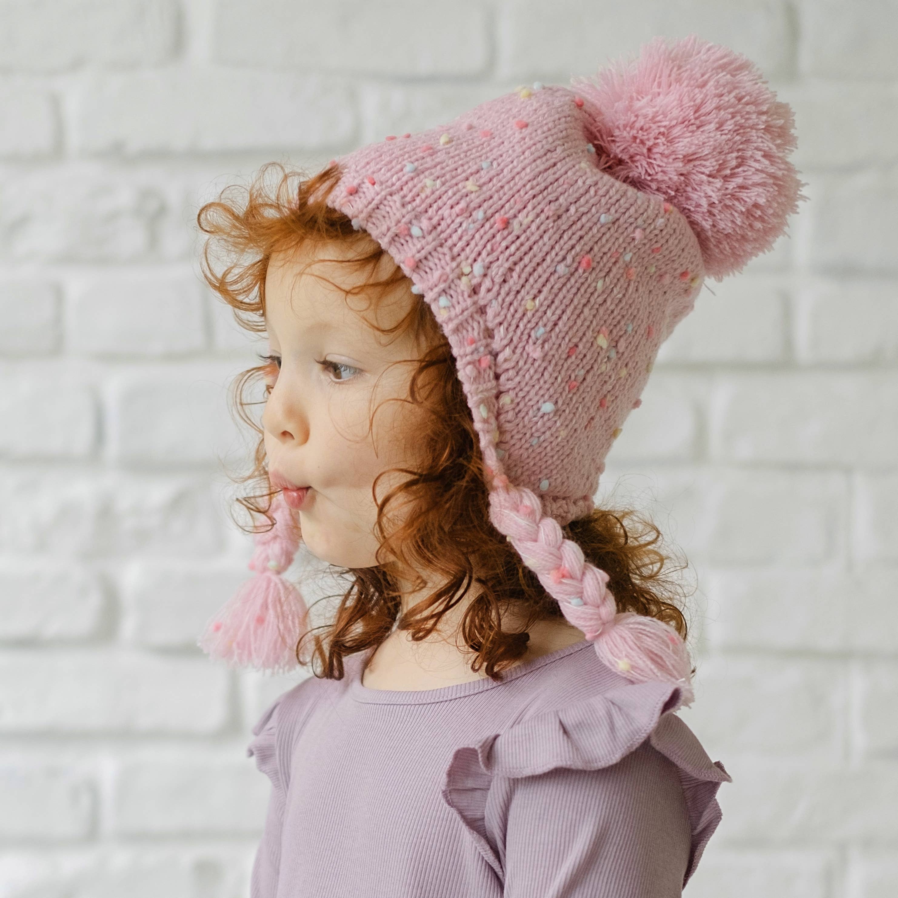 Peppercorn Kids - Wholesale Beanie - Kinderen - Hoed met oorklep en vlechten voor meisjes, paars, alle maten2