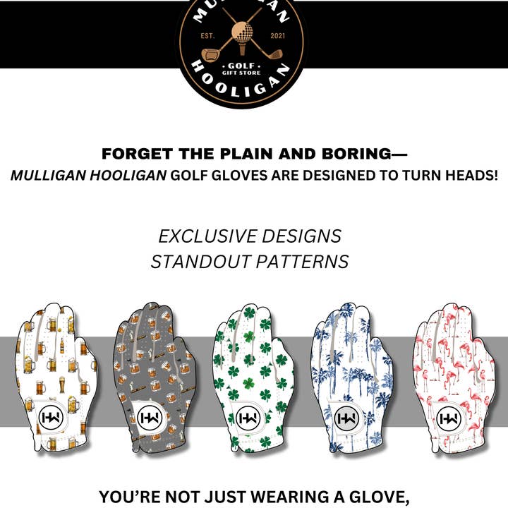 Clover Luck MULLIGAN HOOLIGAN® Men's Golf Glove | Unique Standout Design for wholesale on Faire