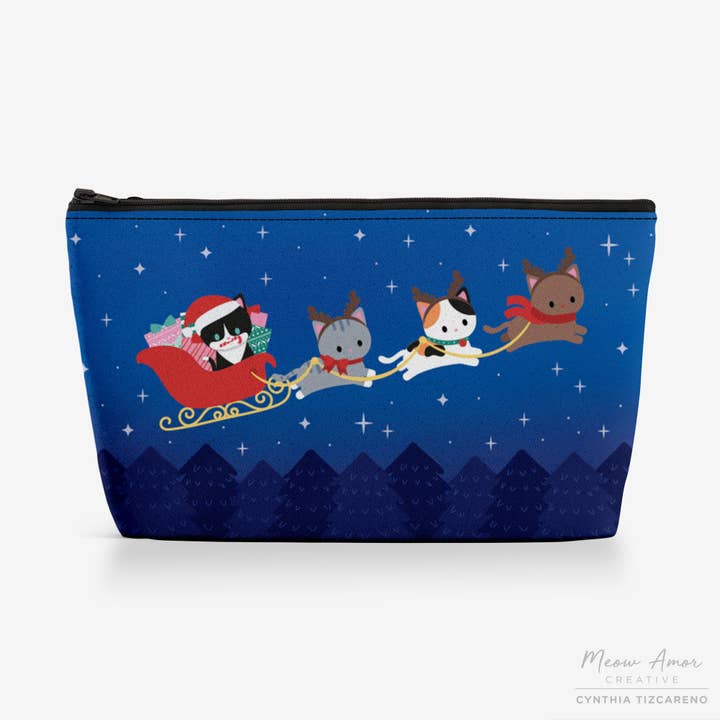 Santa Paws Sleigh Canvas Zipper Bag for wholesale by Meow Amor Creative