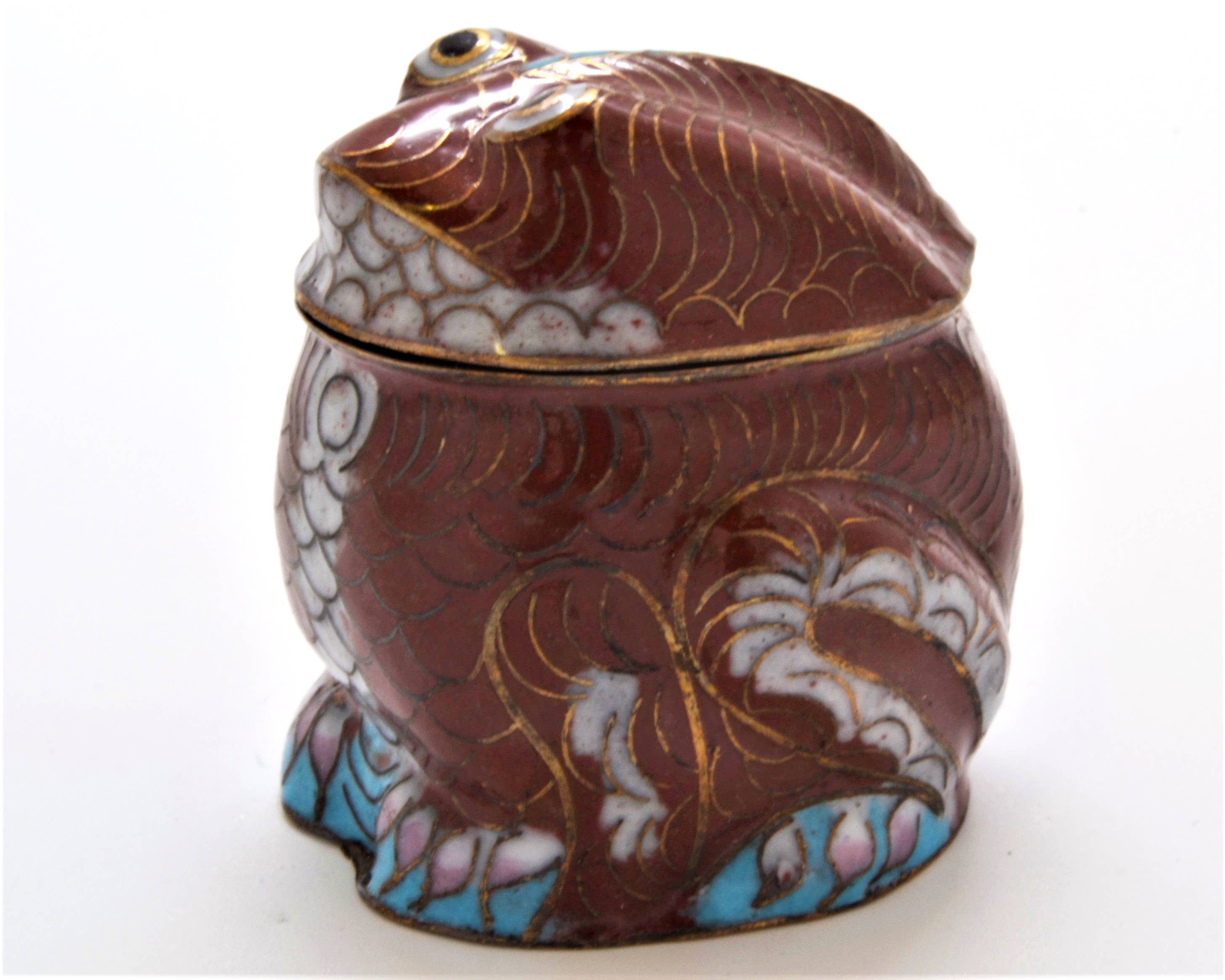 Ciel Collectables - Wholesale Decorative Box - Vintage Cloisonne Funny Frog Box Hand Painted Unusual Design1