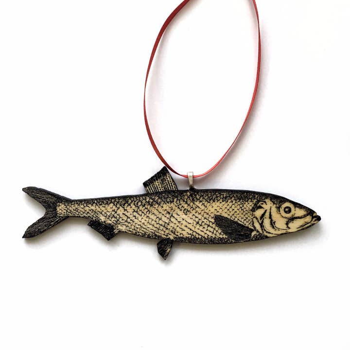 Enfeite de Natal de peixe - animal gravado e cortado a laser por atacado de Toad Hill Farm