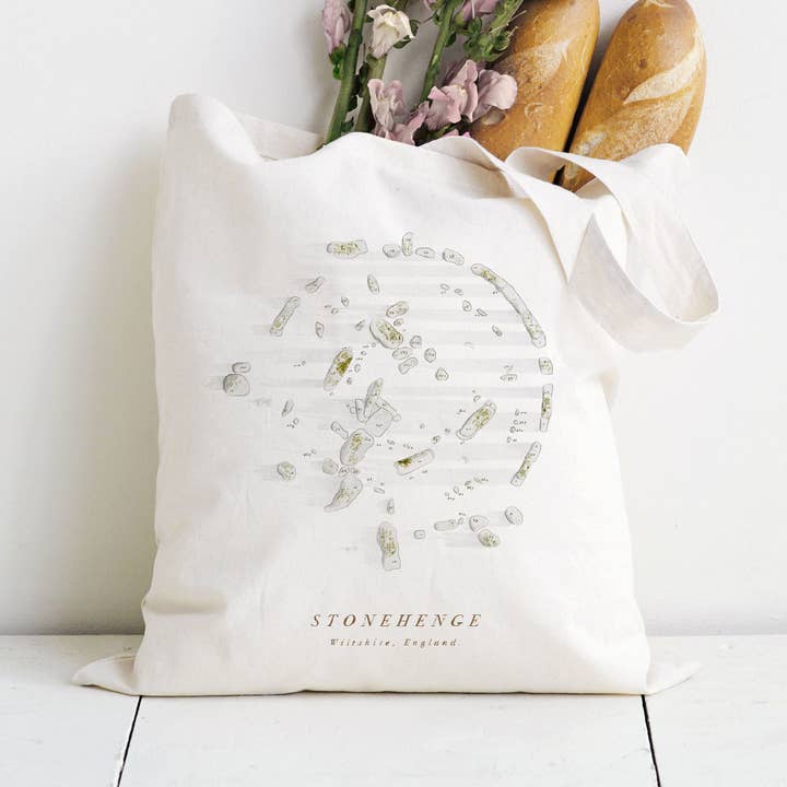 Tote bag Stonehenge per la vendita all'ingrosso da parte di Britain Illustrated