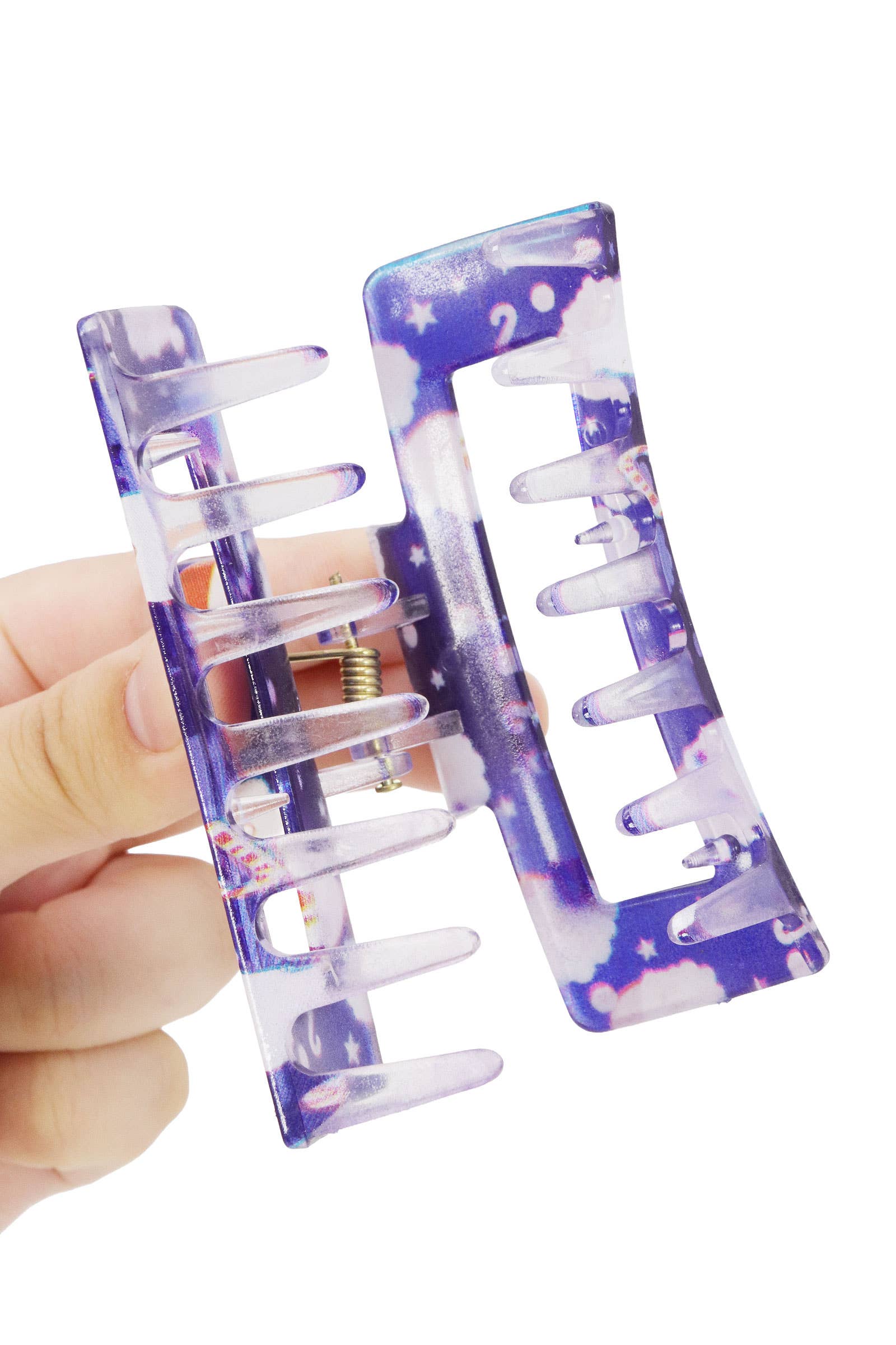 ASSORTED Christmas Santa Clear Block Hair Claw - 12 pcs for wholesale on Faire2