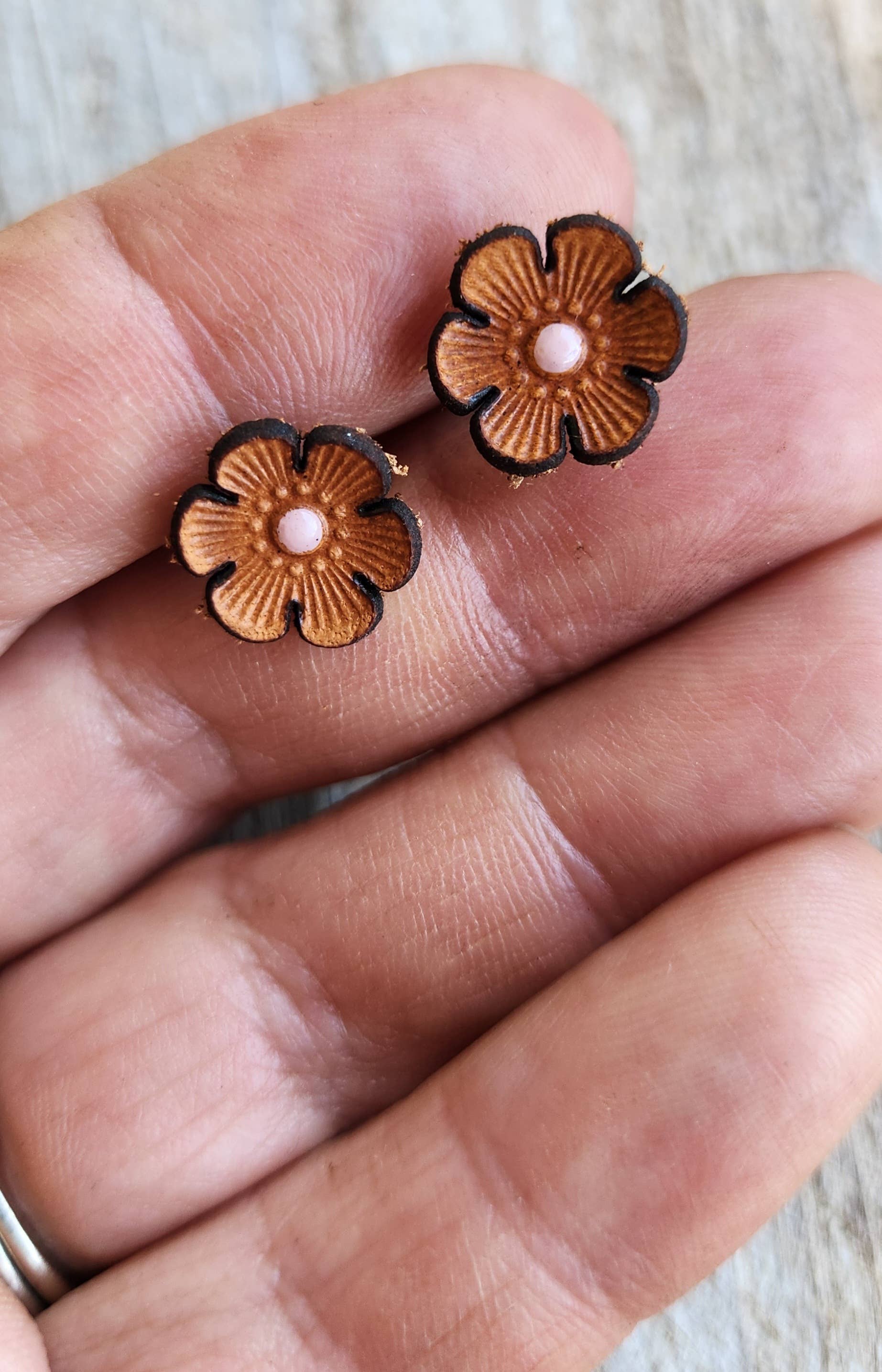 Cocklebur & Co. - Wholesale Stud/Post Earrings - Cactus Flower Genuine Leather Earrings4