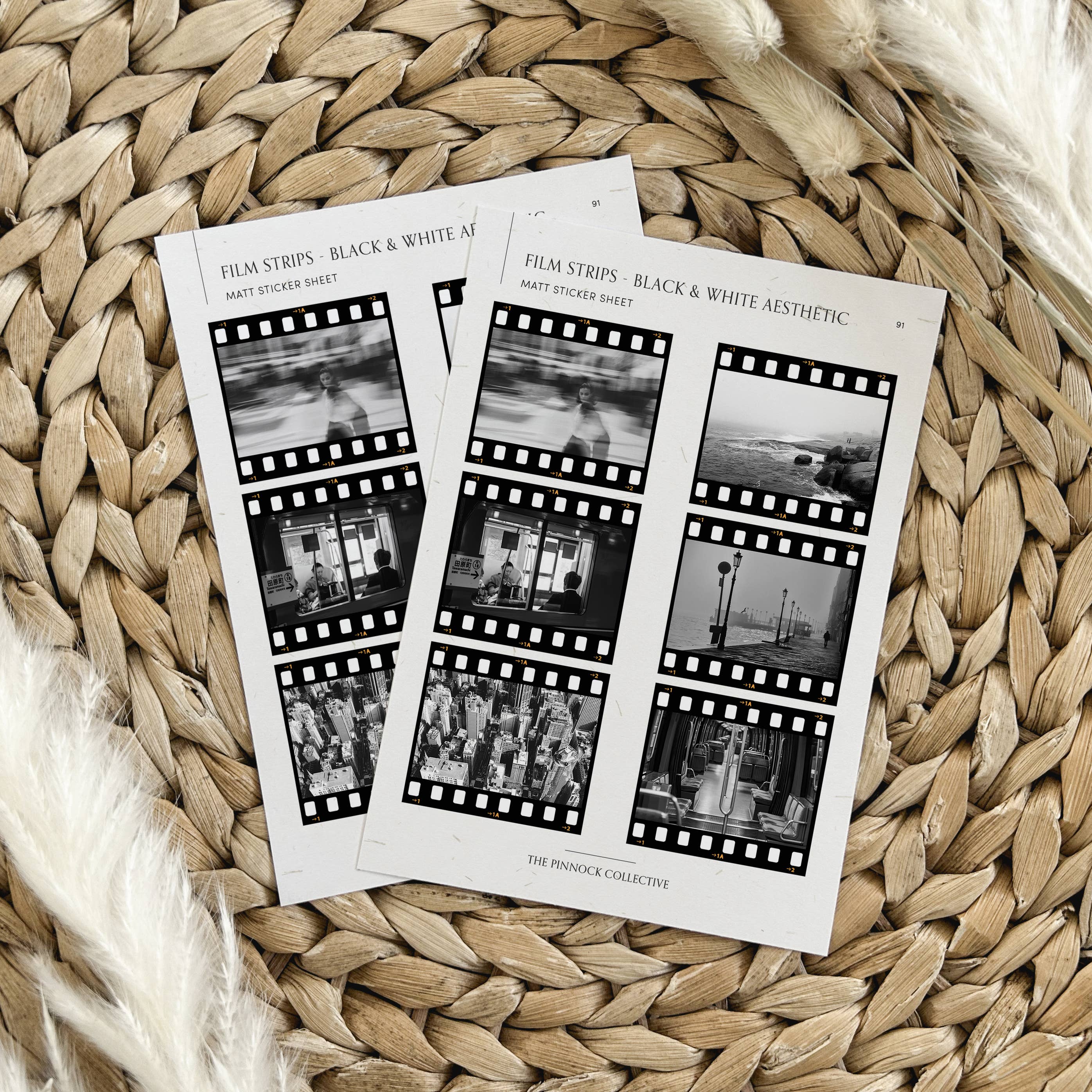The Pinnock Collective (Duty Paid) – wholesale Sticker – Black and White Film Frame Aesthetic Sticker sheet1