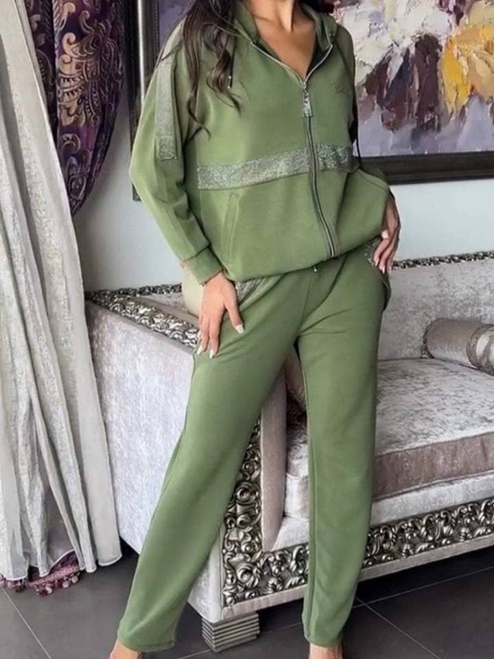 Conjunto con cremallera y adornos brillantes para venta al por mayor de AZSHOP Trading LLC