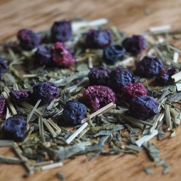 Blueberry Green Loose Leaf Tea for wholesale by Homestead Herbs & Tea