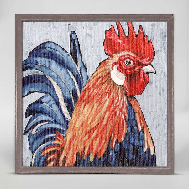 Mini toile encadrée Farm Rooster pour la vente par GreenBox Art