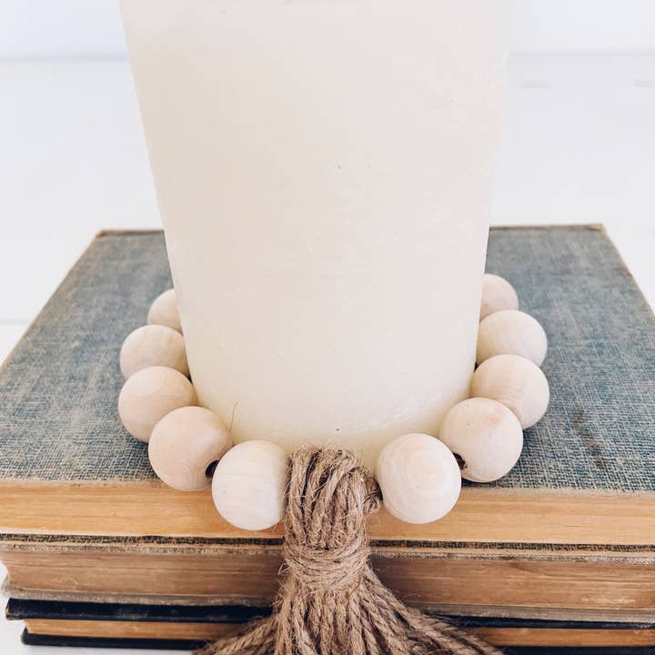 Rustiek - Wholesale Decorative Tabletop Object - Wood bead and tassel decor - medium3