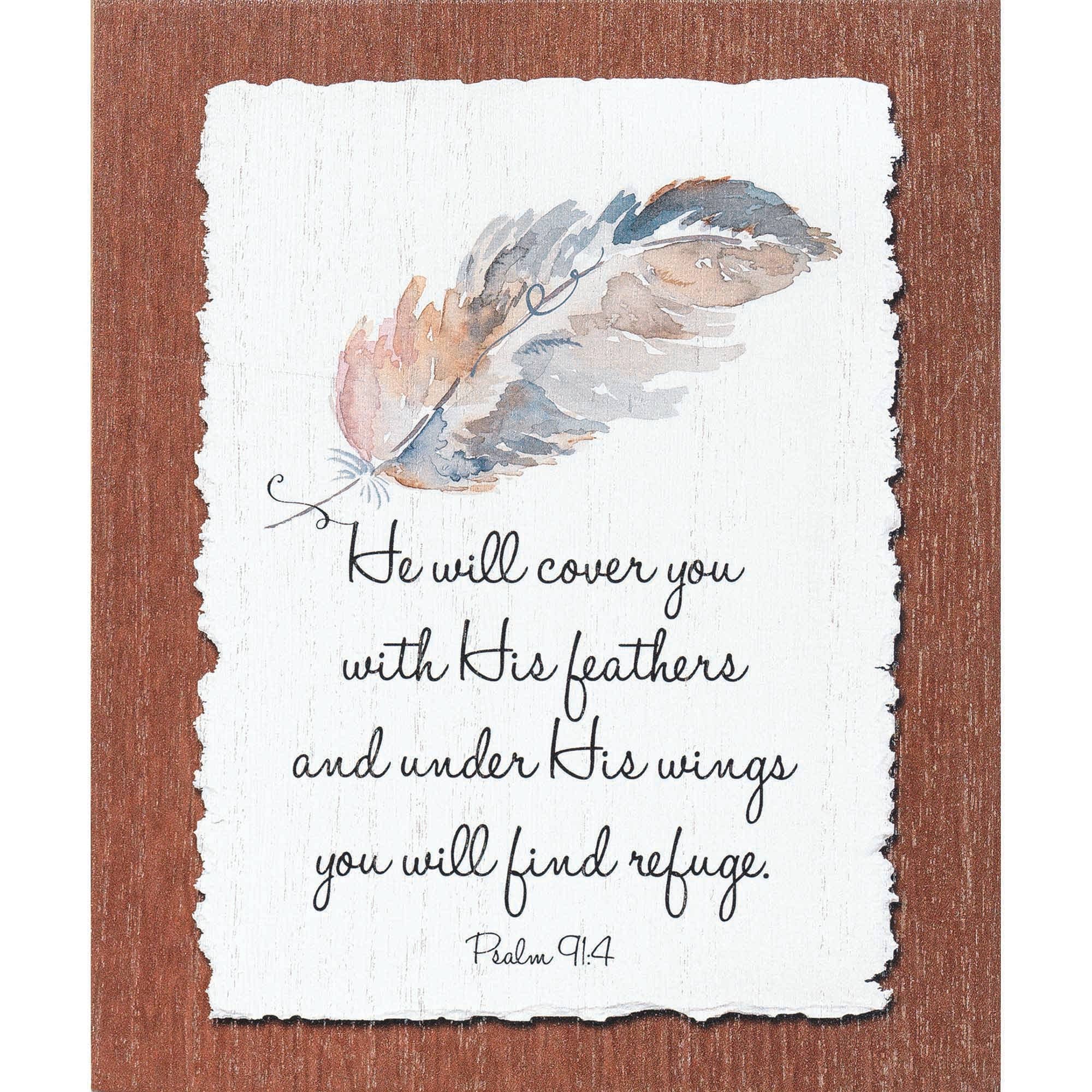 Dicksons - Wholesale Plaque - Wood Plaque He Will Cover You Psalm 91:41