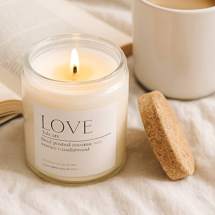 Amber + Sandalwood Love Candle – Hand-Poured Coconut Wax for wholesale by Shine & Love Candles