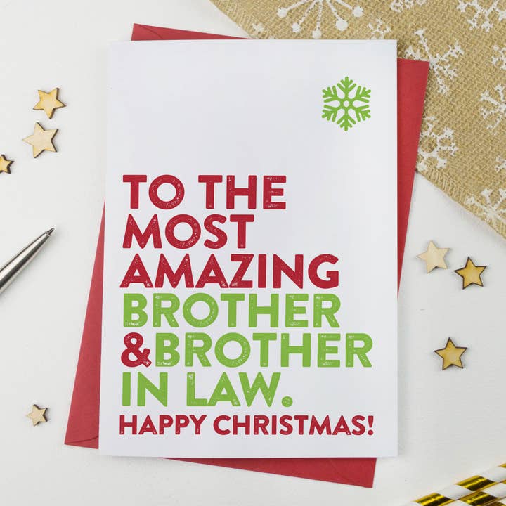 Amazing Brother & Brother In Law Christmas Card for wholesale by A is for Alphabet Ltd