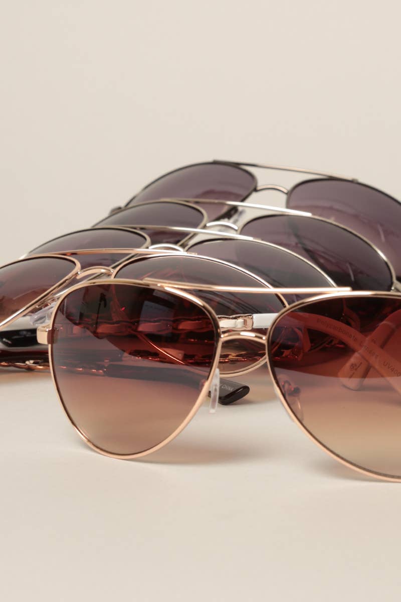  ASSORTED COLOR Women's Chain Detail Aviator Sunglasses for wholesale on Faire4