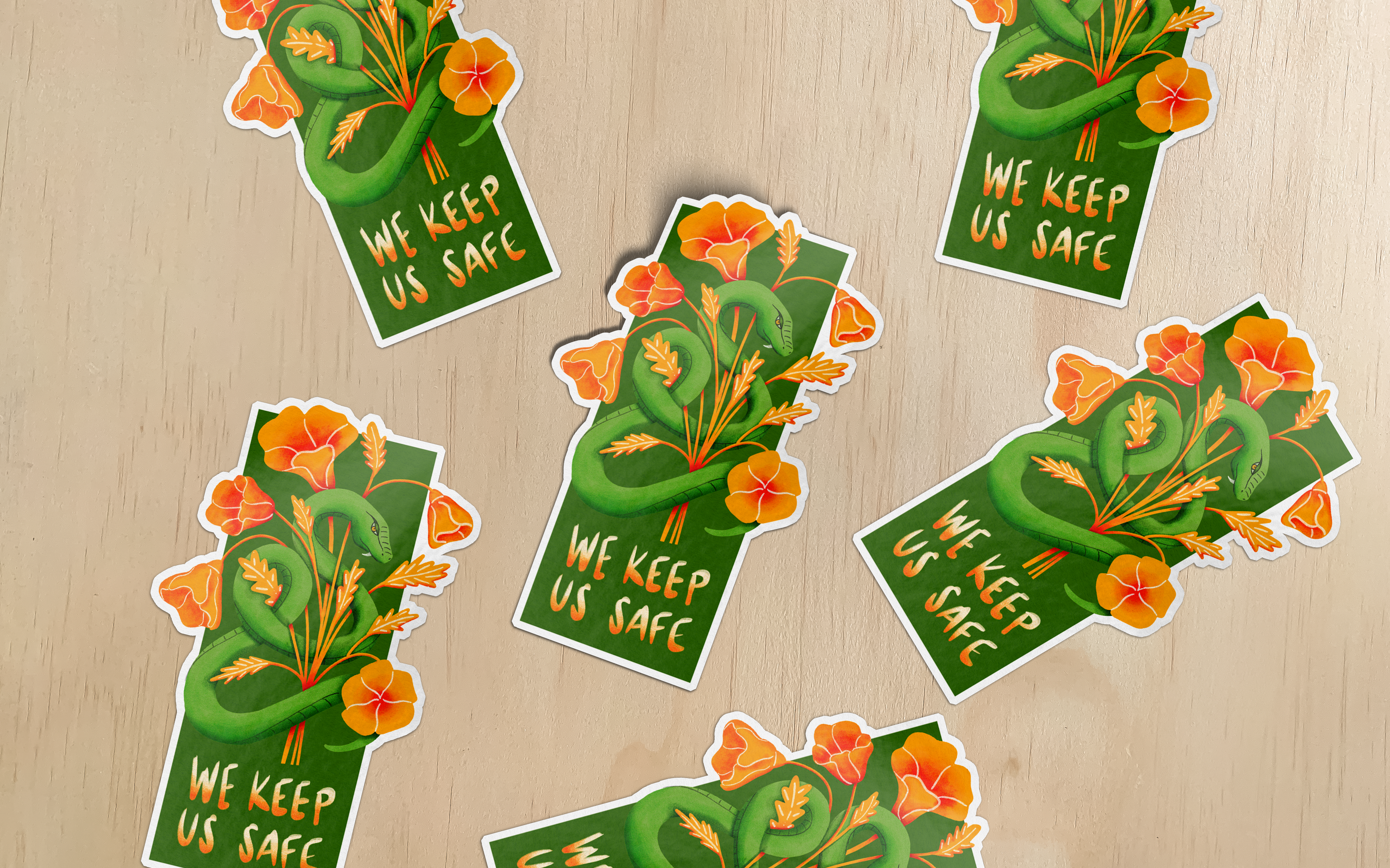 Moonymade - Wholesale Sticker - LA Fire Snake & Poppy Fundraiser Sticker1