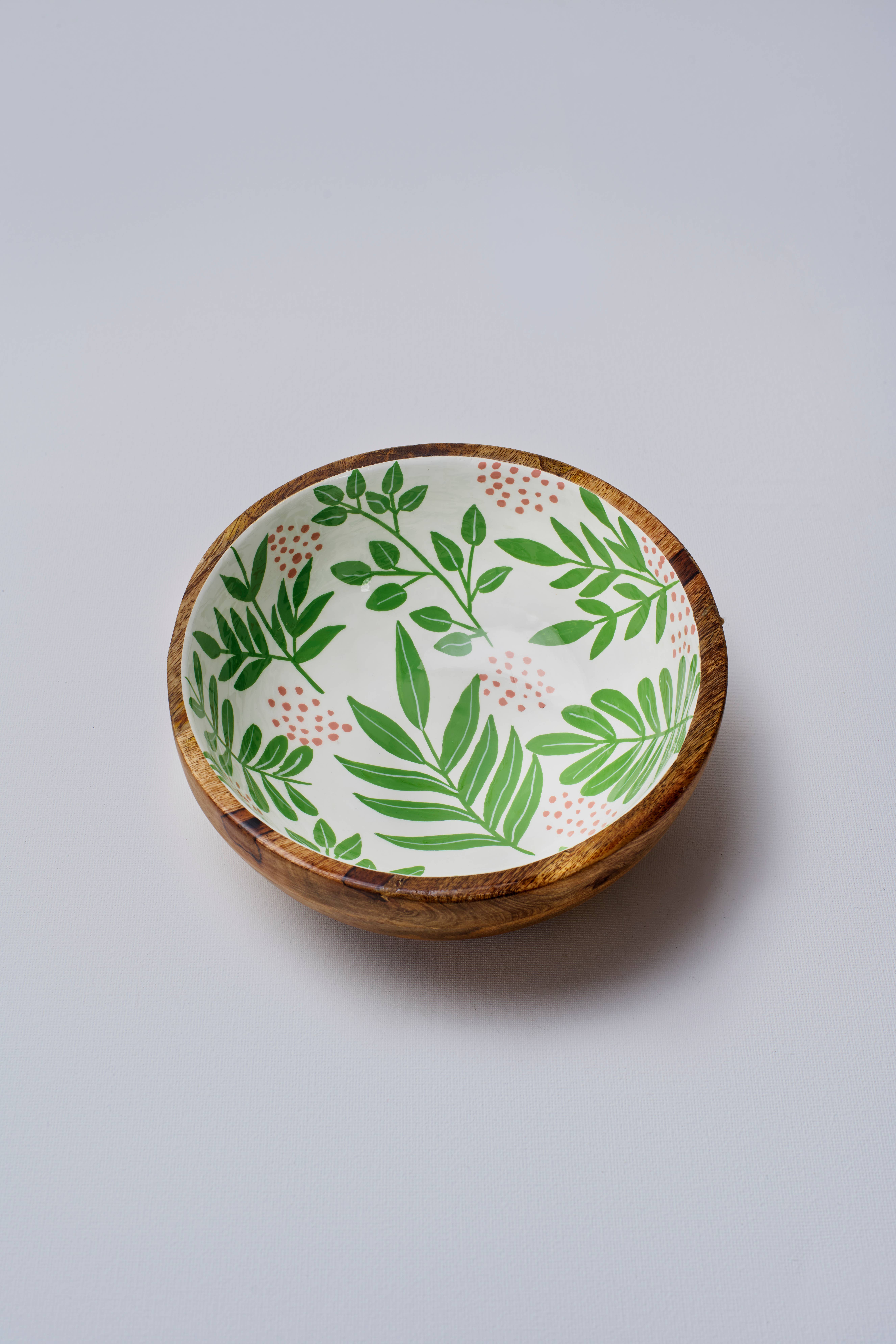 Atolia Designs – wholesale Bowl – Tropical Foliage Handpainted Wooden Bowl1
