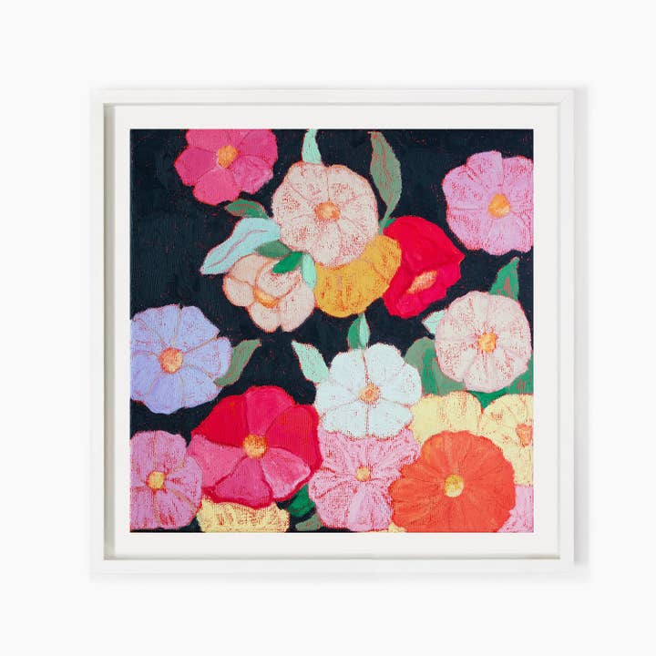 Julia Ockert - Wholesale Art print - Midnight Moonflowers Floral 8x8" Square Art Print8