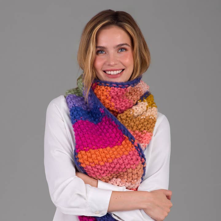 SAACHI - Wholesale Scarf - Women's - Rainbow Knitted Chunky Scarf