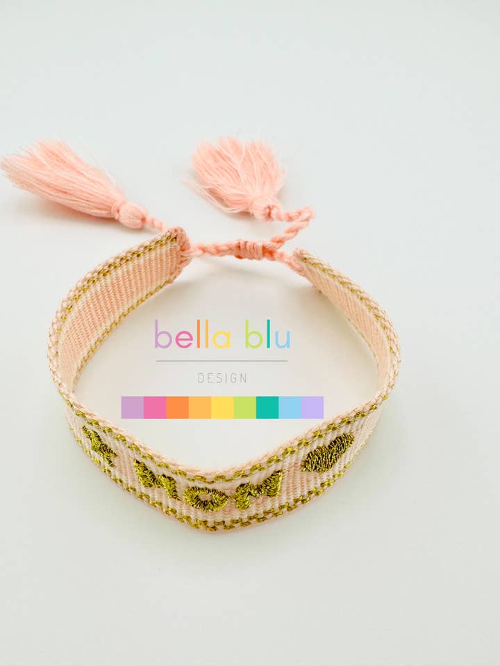 Pulsera Emersyn Mom tejida rosa suave con oro para venta al por mayor de Bella Blu Designs