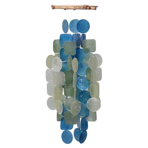 Capiz Chime Medium Round | Green & Blue for wholesale by Balizen by zen zen garden home